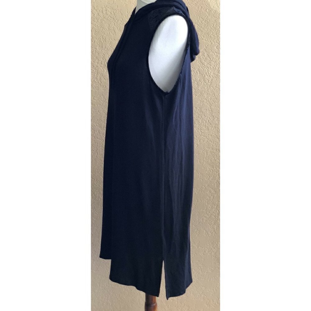 New Bobeau Black Active Cover Up Womens Size XS Velour Trim Hooded Dress - Picture 11 of 11